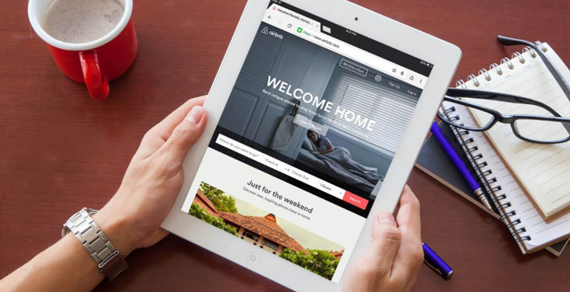 Airbnb website on tablet